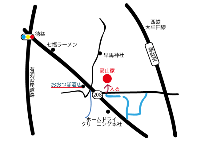 柳川市大和町徳益198-1地図